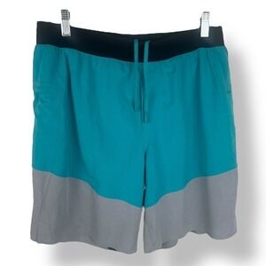 Lululemon Namaste at the Beach Shorts Mens Size Large Teal Gray Swim Gym Hybrid
